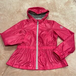 Michael Kors Girls Fuchsia Hooded Cinched Waist Raincoat Windbreaker Size 14